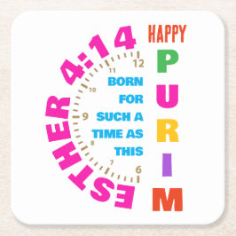 Porta-copo De Papel Quadrado FELIZ Esther PURIM 4:14 Por Um Tempo Como Este