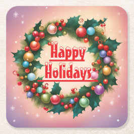 Porta-copo De Papel Quadrado Feliz Feriados Feriados Fúria Neve de Natal Colori