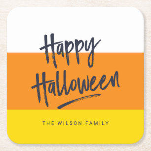 Porta-copo De Papel Quadrado Feliz Halloween do Sweet Candy Corn