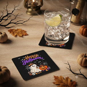 Porta-copo De Papel Quadrado Feliz Halloween Fantasma Fofo Abóbora Assustador