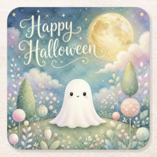 Porta-copo De Papel Quadrado Feliz Halloween Fantasma Fofo Jardim Pastel