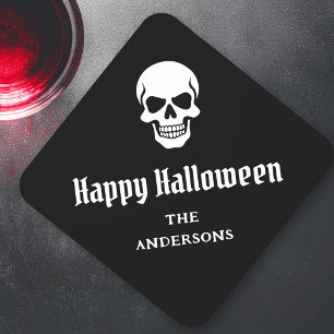 Porta-copo De Papel Quadrado Feliz Halloween mauzão nome personalizado ou texto