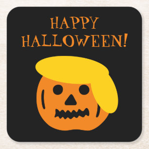 Porta-copo De Papel Quadrado Feliz Halloween Trump Cabeça de Abóbora