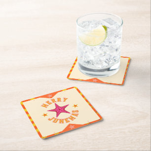 Porta-copo De Papel Quadrado Feliz Junemas Natal Tropical