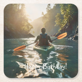 Porta-copo De Papel Quadrado Feliz Kayaking