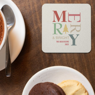 Porta-copo De Papel Quadrado Feliz Moderna De Tendência E Brilhante Coloração M