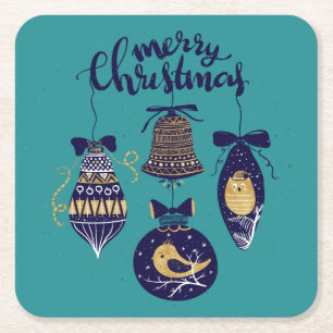 Porta-copo De Papel Quadrado Feliz Natal