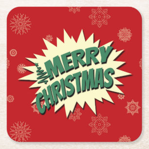Porta-copo De Papel Quadrado Feliz Natal
