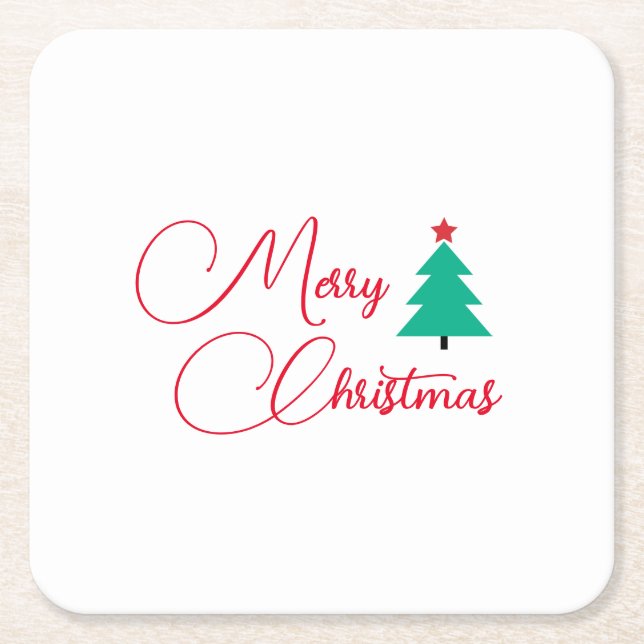 Porta-copo De Papel Quadrado Feliz Natal (Frente)