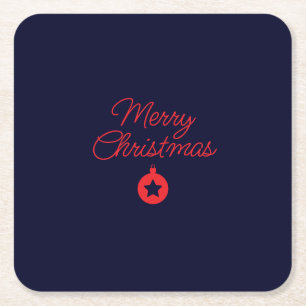 Porta-copo De Papel Quadrado Feliz Natal Black Rock Blue Clássico Único