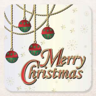 Porta-copo De Papel Quadrado Feliz Natal brilhante