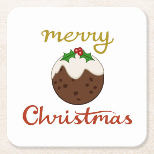 Porta-copo De Papel Quadrado Feliz Natal+Design Pudim