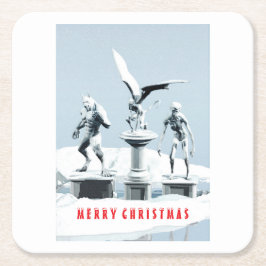 Porta-copo De Papel Quadrado Feliz Natal. Esculturas de gelo monstruosas