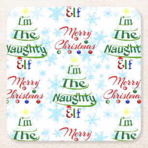 Porta-copo De Papel Quadrado Feliz Natal Feliz Elf Malvado