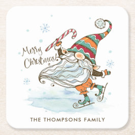 Porta-copo De Papel Quadrado Feliz Natal Nórdico Gnomo Personalizado