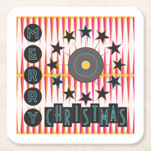 Porta-copo De Papel Quadrado Feliz Natal - Portas copos Retro