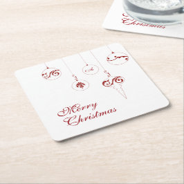 Porta-copo De Papel Quadrado Feliz Natal Red Monograma Bauble Ornaments