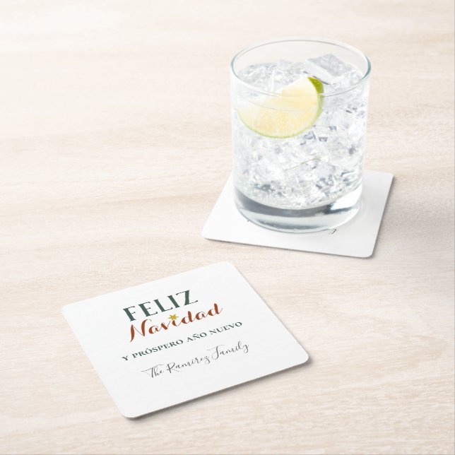 Porta-copo De Papel Quadrado Feliz Navidad y prólio ano nuevo (Insitu)