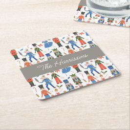 Porta-copo De Papel Quadrado Feliz Nutcracker Personalizado Natal