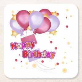 Porta-copo De Papel Quadrado Feliz Porta copos de aniversário