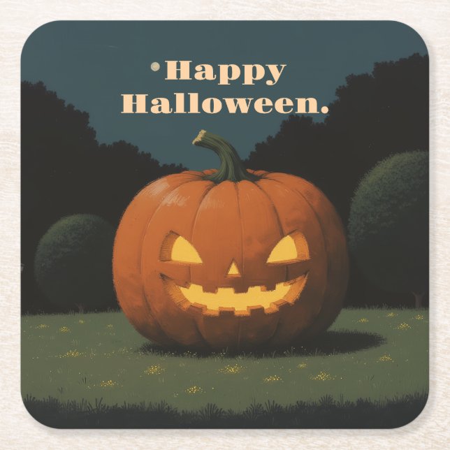 Porta-copo De Papel Quadrado Feliz portas copos de Halloween (Frente)