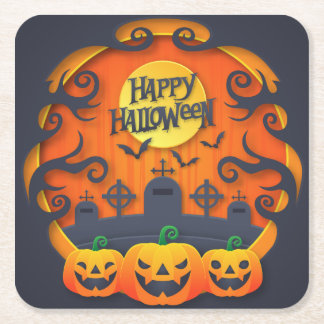 Porta-copo De Papel Quadrado Feliz Portas copos de Halloween