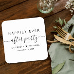 Porta-copo De Papel Quadrado Feliz Recepção de casamento De Festas<br><div class="desc">Portas copos de papel para a sua recepção de casamento e outras celebrações de casamento postado com "Feliz eterno festa" em uma simples tipografia e um roteiro de 'swash' na moda,  seus nomes se juntaram por um coração e sua data de recepção.</div>