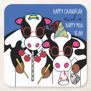 Porta-copo De Papel Quadrado Feliz Vaca Chanukah