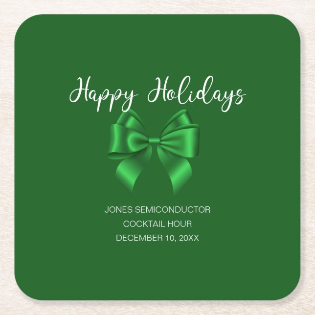 Porta-copo De Papel Quadrado Felizes Feriados Verdes Legais (Frente)