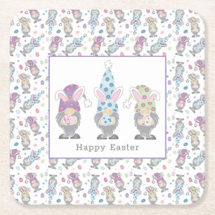 Porta-copo De Papel Quadrado Felz pascoa Bunny Gnomos