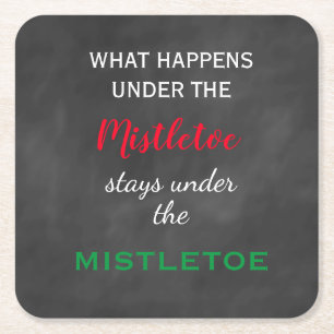 Porta-copo De Papel Quadrado Feriado Mistletodo Chalkboard