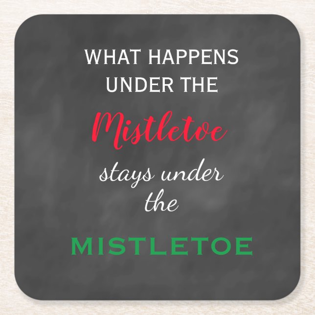 Porta-copo De Papel Quadrado Feriado Mistletodo Chalkboard (Frente)