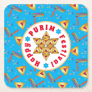 Porta-copo De Papel Quadrado Feriados Judeus do Festival de Purim dão Hamantas