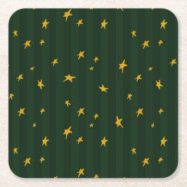 Porta-copo De Papel Quadrado Férias Verde Amarelo Listra Estrela Natal 