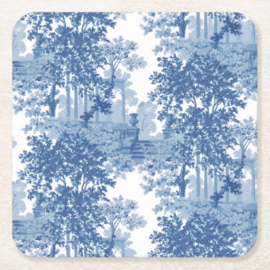 Porta-copo De Papel Quadrado Ferramenta de Paisagem Azul Vintage com Urns e Col
