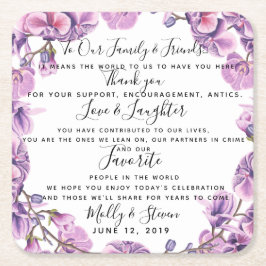 Porta-copo De Papel Quadrado festa/casamento de púrpura do país Obrigado