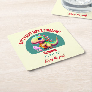 Porta-copo De Papel Quadrado Festa Como um Dinossauro Qualquer Noivado Colorido