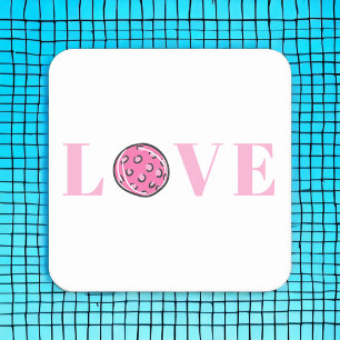 Porta-copo De Papel Quadrado Festa de Amor de Pickleball Rosa Chique