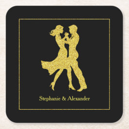 Porta-copo De Papel Quadrado Festa de aniversário conjunto Adultos Ouro Casal d