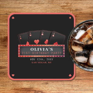 Porta-copo De Papel Quadrado Festa de aniversário de 21 anos de Ataque Vermelho