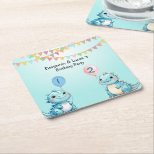 Porta-copo De Papel Quadrado Festa de aniversário de amigos do Baile Dinossauro