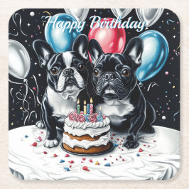 Porta-copo De Papel Quadrado Festa de aniversário de Buldogue Francês