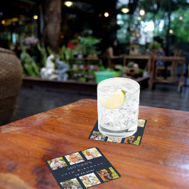 Porta-copo De Papel Quadrado Festa de aniversário de colagem azul