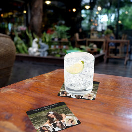 Porta-copo De Papel Quadrado Festa de aniversário de colagem de fotos pretas