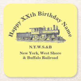 Porta-copo De Papel Quadrado Festa de aniversário do homem do trem a vapor