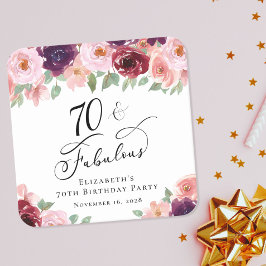 Porta-copo De Papel Quadrado Festa de aniversário Floral Elegante