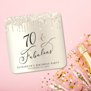 Porta-copo De Papel Quadrado Festa de aniversário Glitter Dourada