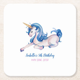 Porta-copo De Papel Quadrado Festa de aniversário mágica do 5 Rainbow Unicorn