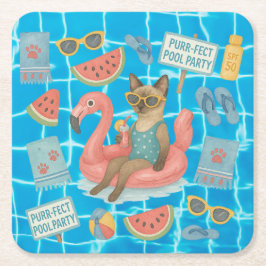 Porta-copo De Papel Quadrado Festa de Aniversário na Piscina para Amantes de Ga