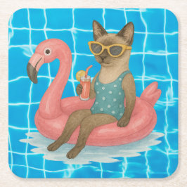 Porta-copo De Papel Quadrado Festa de Aniversário na Piscina para Amantes de Ga